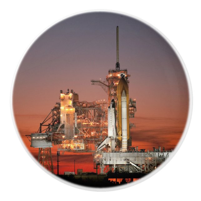 Bouton De Porte En Céramique Red Sky for Space Shuttle Atlantis Launch (Devant)