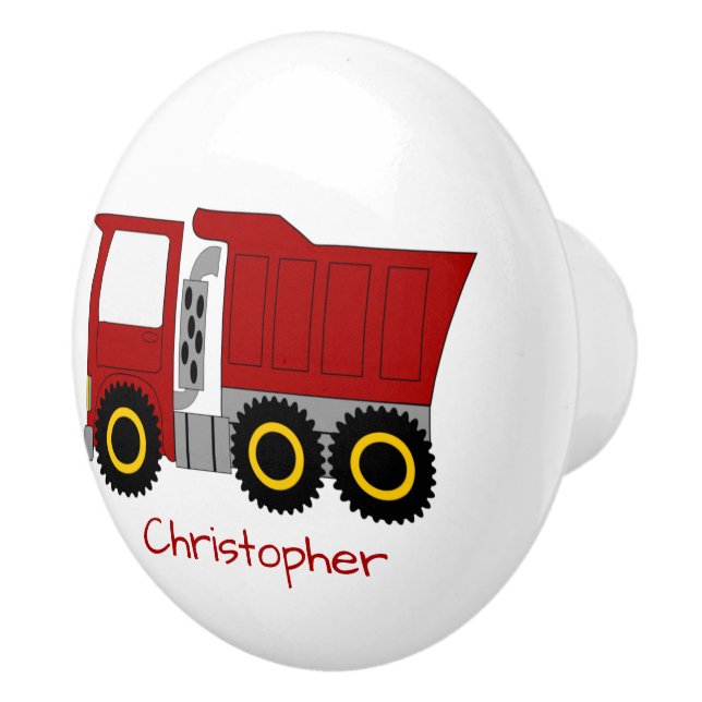 Bouton De Porte En Céramique Red Truck Design Personalised (Droite)