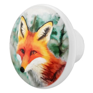 Bouton De Porte En Céramique Renard blanc