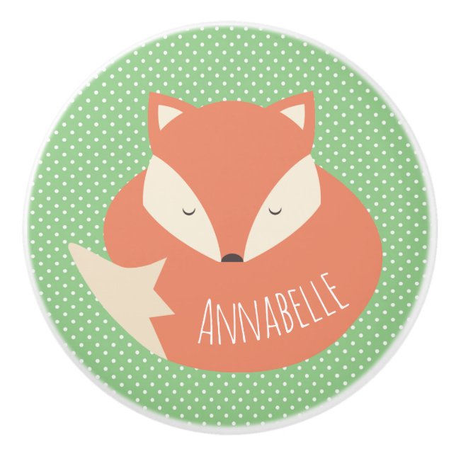 Bouton De Porte En Céramique Renard couché mou personnalisé (Devant)