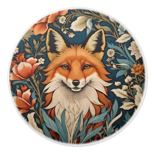 Bouton De Porte En Céramique Renard Élégant Inspiré de William Morris Fleuris