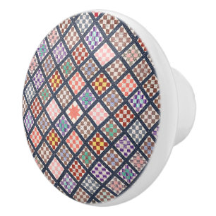 Bouton De Porte En Céramique Reproduction d'une courtepointe Vintage de 1886