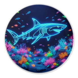 Bouton De Porte En Céramique Requin néon coloré