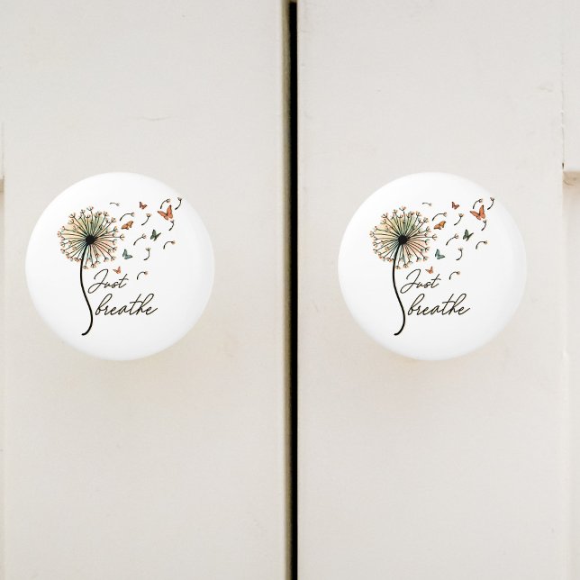 Bouton De Porte En Céramique Respire le Dandelion avec des papillons (Créateur téléchargé)