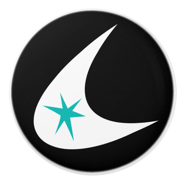 Bouton De Porte En Céramique Rétro boomerang personnalisable (Devant)