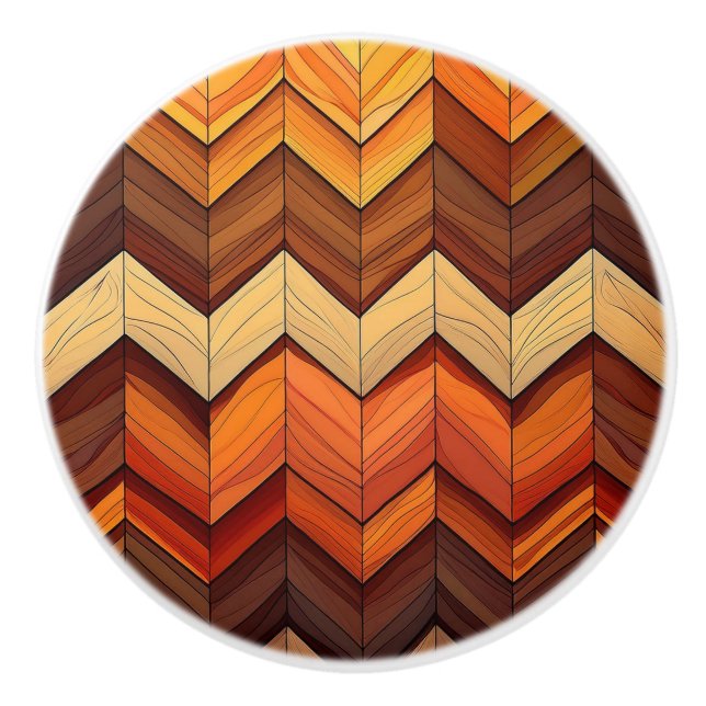 Bouton De Porte En Céramique Retro Chevron (Devant)