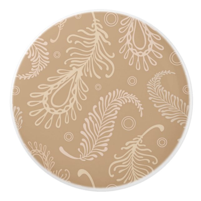 Bouton De Porte En Céramique Rétro-feater-pâle-motif (Devant)