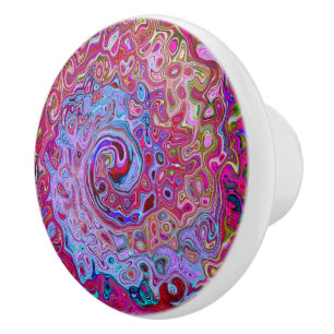 Bouton De Porte En Céramique Rétro Groovy Abstrait Tourbillon Lavande et Magent