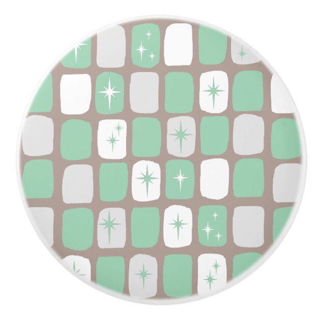 Bouton De Porte En Céramique Retro Jade Starbursts Ceramic Knob (Devant)