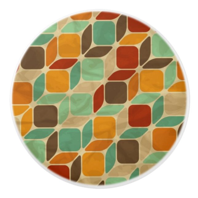 Bouton De Porte En Céramique Rétro motif géométrique 4 (Devant)