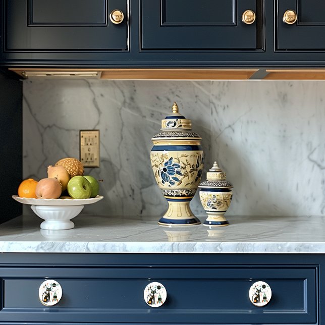 Bouton De Porte En Céramique Retro Siècle Moderne Chat vaisseau (Créateur téléchargé)