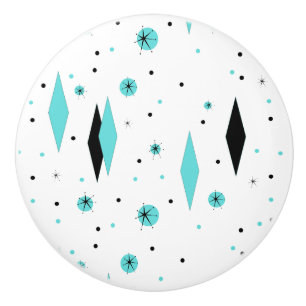 Bouton De Porte En Céramique Rétros diamants de turquoise et traction en