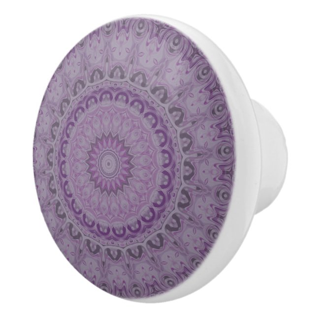 Bouton De Porte En Céramique Rêve d'aquarelle Mandala dans les tons violets (Droite)