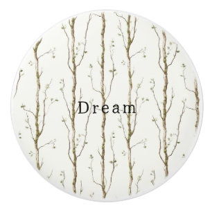 Bouton De Porte En Céramique Rêve d'arbres bruns crème