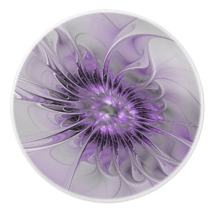 Bouton De Porte En Céramique Rêve de fleur de lavande Art fractal abstrait mode