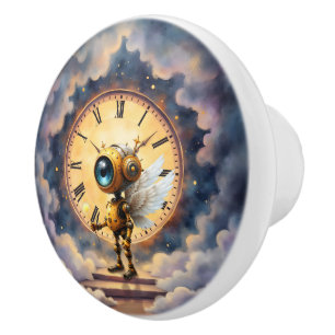 Bouton De Porte En Céramique Robby le Gardien du Temps Ailé – Série Les Ailes d