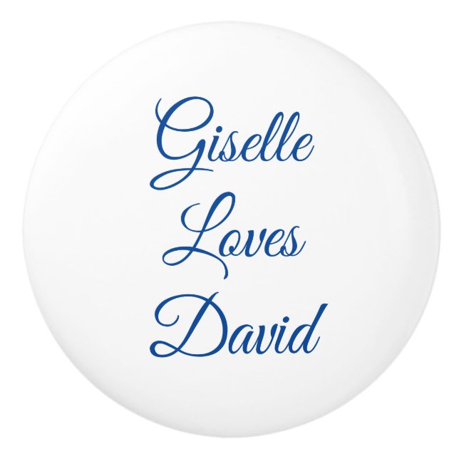 Bouton De Porte En Céramique Romantique blanc et bleu (Devant)