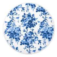 Romantique Vintage Roses-Bleu sur Blanc