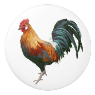 Bouton De Porte En Céramique Rooster Peint Country Farmhouse Cuisine blanche