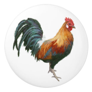 Bouton De Porte En Céramique Rooster Peint Country Farmhouse Cuisine blanche