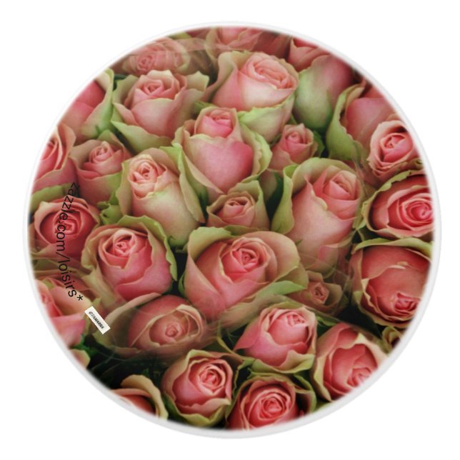 BOUTON DE PORTE EN CÉRAMIQUE ROSE (Devant)