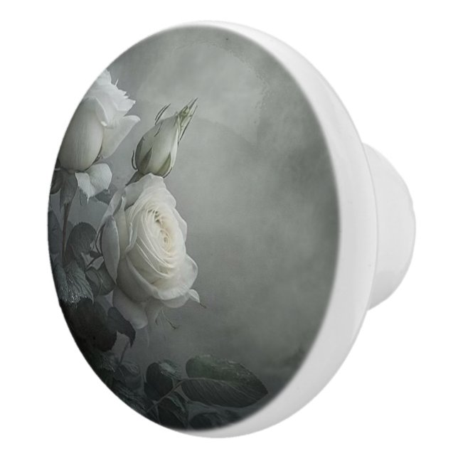 Bouton De Porte En Céramique Rose blanche (Droite)