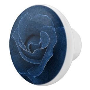 Bouton De Porte En Céramique Rose bleu velours