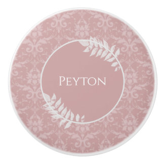 Bouton De Porte En Céramique Rose Elegant Damask Ceramic Personnalisé Knob