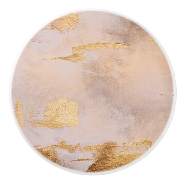Bouton De Porte En Céramique Rose Gold Blush and Gold Texture (Devant)