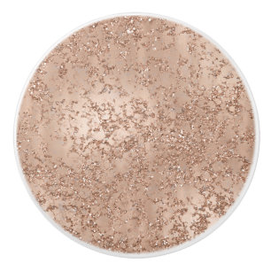 Bouton De Porte En Céramique Rose Gold Blush Rose Glamour Étincelle Crackle Chi