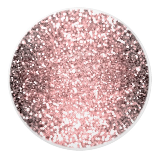 Bouton De Porte En Céramique Rose Gold Éclairage Filles Glittery Sparkly (Devant)