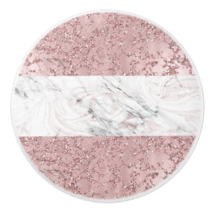 Bouton De Porte En Céramique Rose Gold Modern Glam Marbre & Parties scintillant