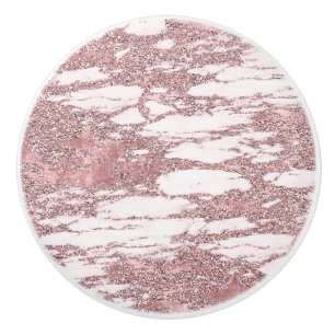 Bouton De Porte En Céramique Rose Gold Rose Pailleté Marbre Brillant Élégant Te