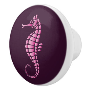 Bouton De Porte En Céramique Rose Hippocampe