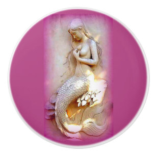 Bouton De Porte En Céramique rose mermaid