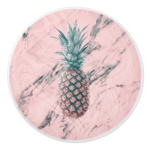 Bouton De Porte En Céramique Rose Moderne Tourbillon Marbre Rose Ananas Fille