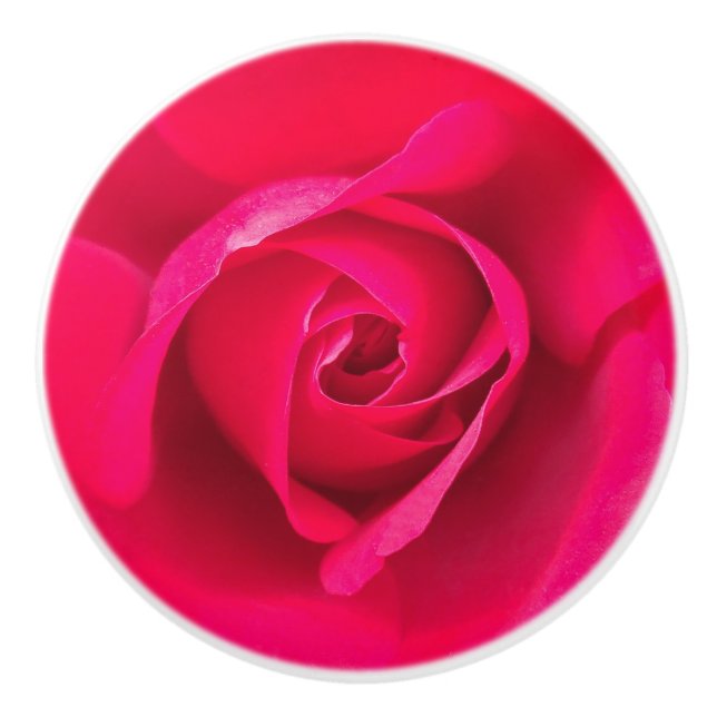 Bouton De Porte En Céramique Rose rouge romantique v2 (Devant)
