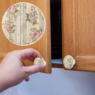 Bouton De Porte En Céramique Rose Rustique Vintage