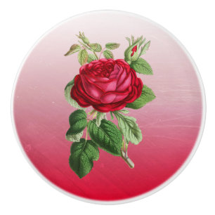 Bouton De Porte En Céramique Rose Vintage Bourgogne Décoratif