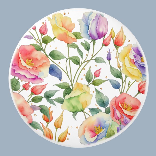 Bouton De Porte En Céramique Rose violet Botanique Roses floraux (Créateur téléchargé)