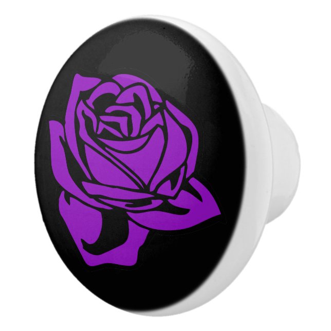Bouton De Porte En Céramique Rose violet et bracelet en céramique noire (Droite)