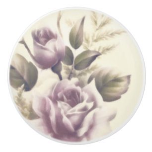 Bouton De Porte En Céramique Roses Anciennes Élégant Chic Personnalisé Vieille