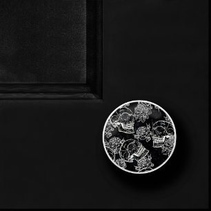 Bouton De Porte En Céramique Roses des crânes et des calques Gothique Glam Fu