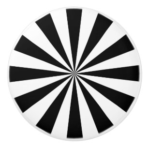 Bouton De Porte En Céramique Roue spirale noire et blanche