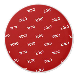 Bouton De Porte En Céramique Rouge Blanc XOXO