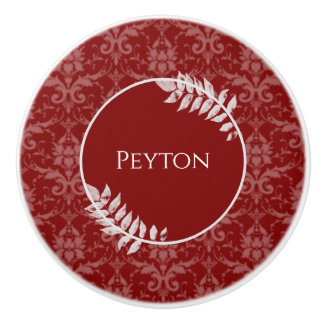 Bouton De Porte En Céramique Rouge Elegant Damask Ceramic Personnalisé Knob