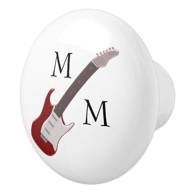 Bouton De Porte En Céramique Rouge Guitare électrique Monogramme Ceramic Knob (Droite)