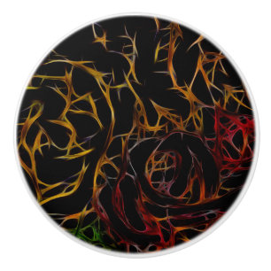 Bouton De Porte En Céramique Rouge Orange Vert Noir Abstrait Lumière Fondue