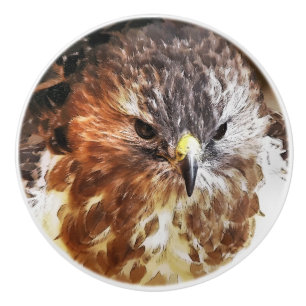 BOUTON DE PORTE EN CÉRAMIQUE ROUGE TAILLÉ HAWK