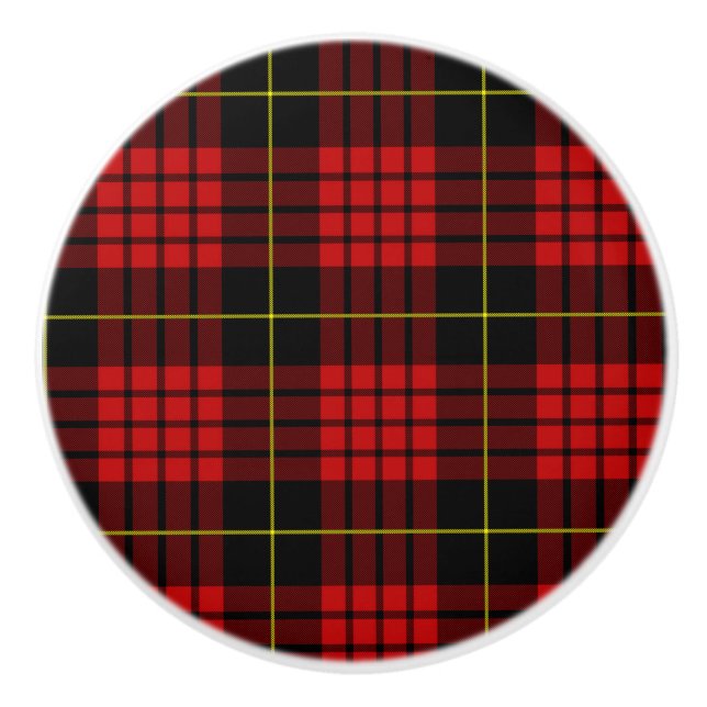 Bouton De Porte En Céramique Rouge Tartan Ceramic Knob (Devant)